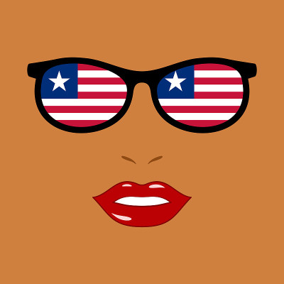 African woman and eyeglasses with liberia flag