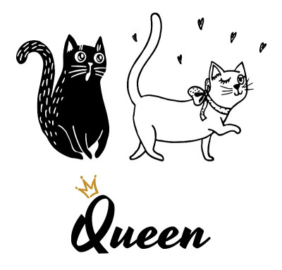 女王。猫诱惑女人和猫恋爱