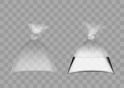 Transparent Plastic Bag Full Of Air And Water Set