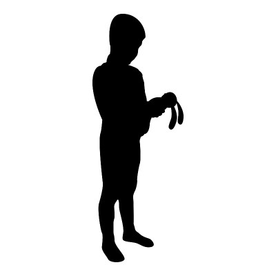 剪影男孩抱着玩具孩子抱着兔子兔子，学前班的弟弟抱着阿米umi的儿子和礼物泰迪玩具礼物朋友给孩子的孩子