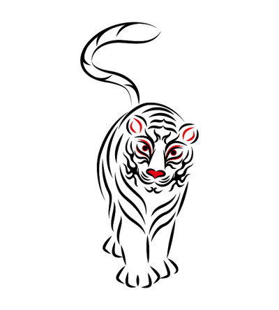 白虎白虎插画日本传统表演艺术歌舞伎舞台化妆熊田设计矢量白虎插画。日本传统表演艺术。歌舞伎舞台妆。Ku