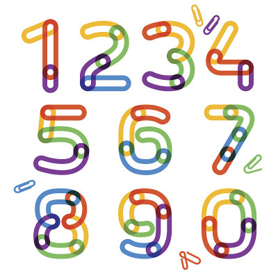 数字设置由回形针形成的图标。