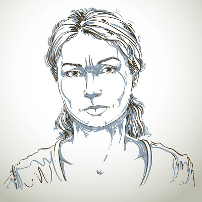 图形向量手绘白皮肤愤怒的女士插图