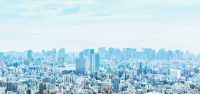 城市城市天际线鸟瞰图在近藤区，日本