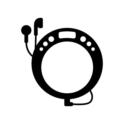 便携式CD播放器与耳机矢量字形图标
