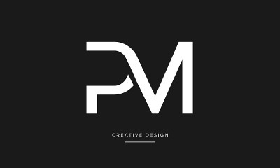 PM, MP字母字母抽象图标标志交织