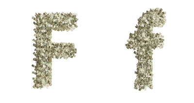 字母“F”由美元钞票制成