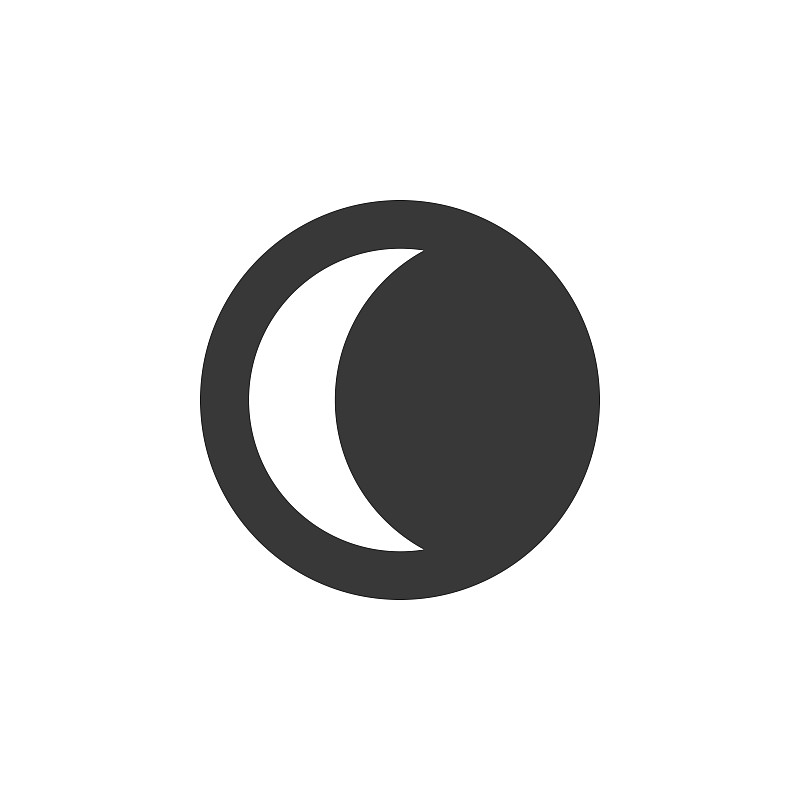 Moon phase. Waning Crescent. Icon. Weather glyph v