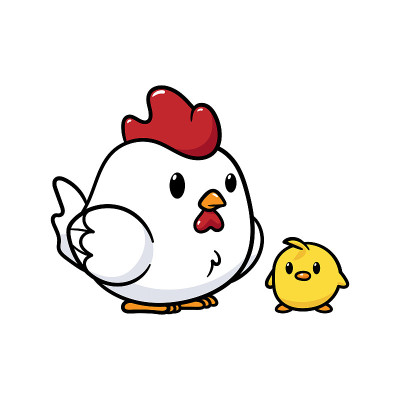 卡通鸡和小鸡插图