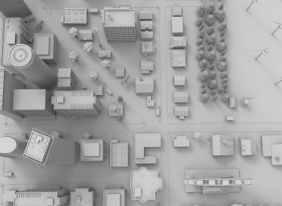 黑白城市3d渲染