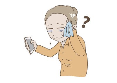 不知道如何使用手机而缺乏耐心的老年妇女