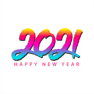 2021年新年快乐!优雅的色彩渐变设计。矢量图模板。