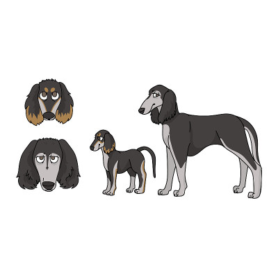 Cute cartoon saluki puppy breed vector clipart. Pe