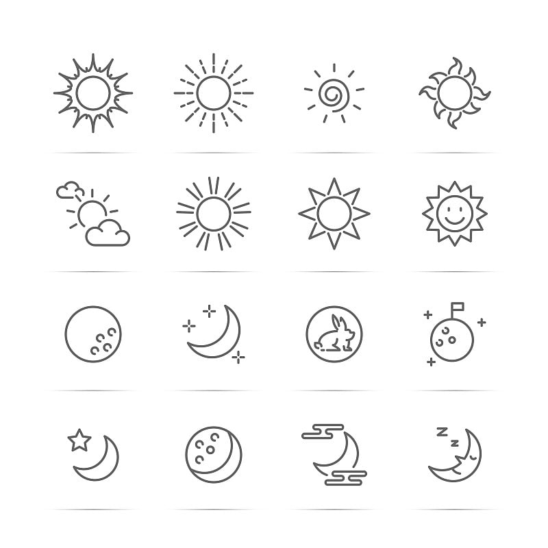 日夜矢量线图标