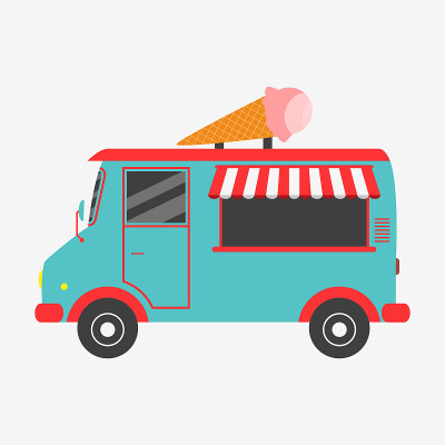 冰淇淋卡车。矢量图