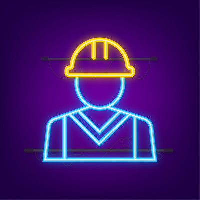 大纲网络图标集。建筑和家居维修工具，建筑。安全工作。向量股票插图