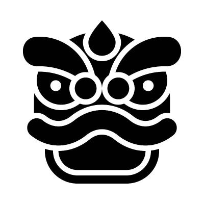 舞狮矢量，中国农历新年实心偶像