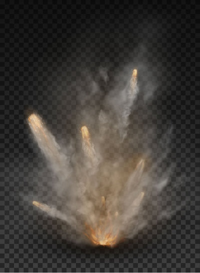 雾和烟雾爆炸隔离在透明的背景