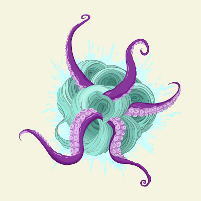 一个有触须的神奇外星入口。手绘矢量插图孤立的背景。