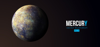 现实的水星行星从太空。矢量图