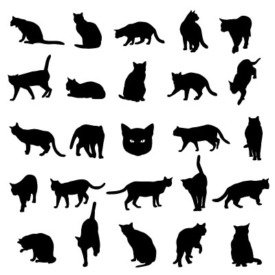 一套猫剪影插图
