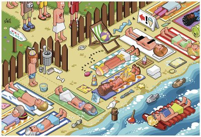 拥挤的海滩