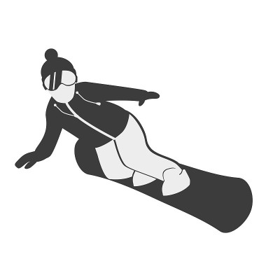 黑白插图与滑雪板剪影。