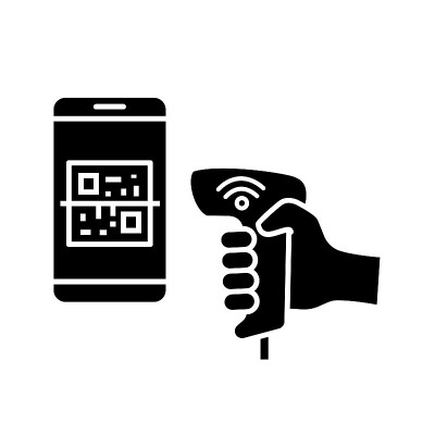 Payment QR with code scanner scanning phone screen