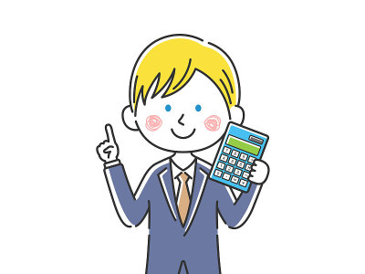 一个商人用计算器的插图。