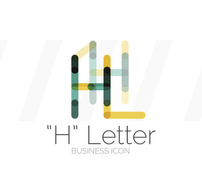 H字母图标，最小线条设计