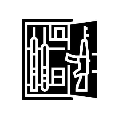 枪柜安全字形图标矢量插图