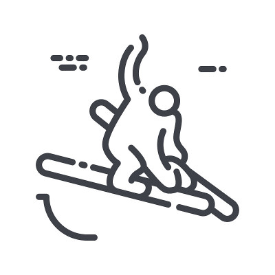 矢量freeski大航线图标孤立在透明的背景上