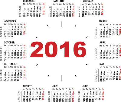 挂历时钟2016