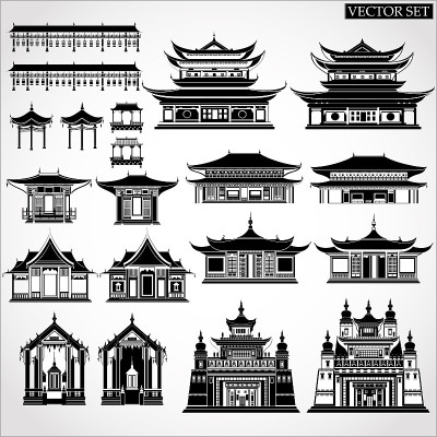 中国的庙宇，大门和传统建筑