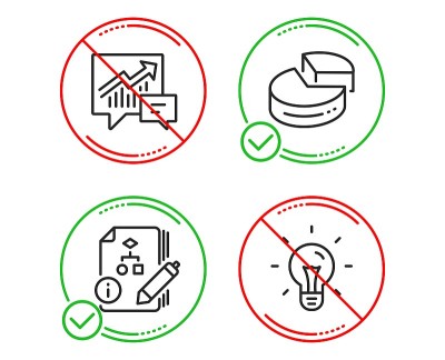 Pie chart, Accounting and Algorithm icons set. Ide