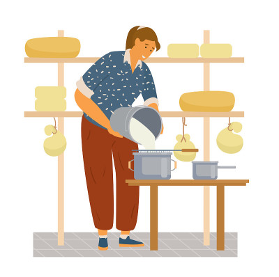 Woman Farmer Making Cheese