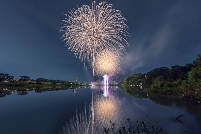 日本神奈川县相模原典代烟花节
