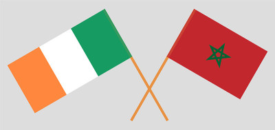 Crossed flags of Ireland and Morocco