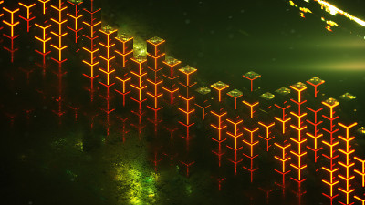 发光水平仪表条3D渲染插图