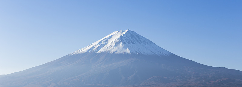 Panorama of Mt. Fuji view from Kawaguchi-ko lake. 