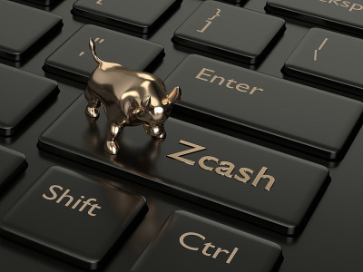 三维渲染的电脑键盘与Zcash按钮