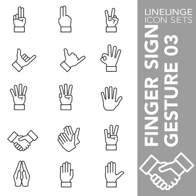 Thin line icon set of Finger Sign and Finger Gestu