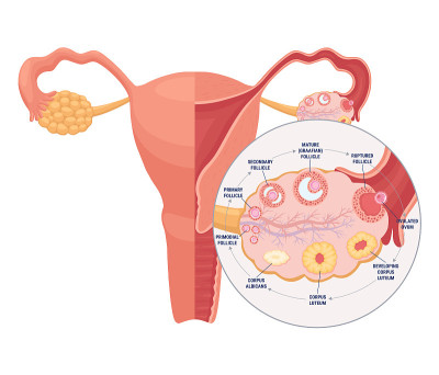 Realistic flat vector illustration of woman reprod