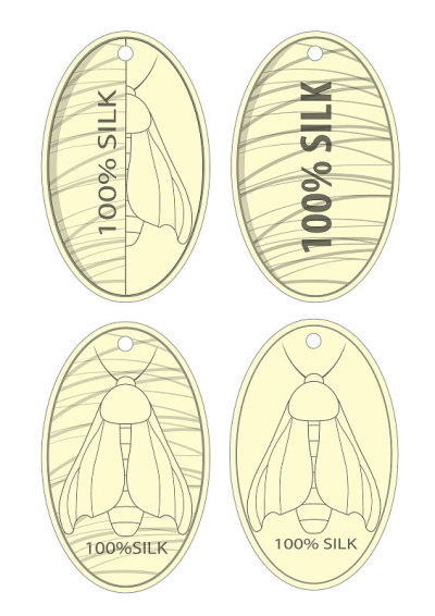 100%丝绸产品服装标签。