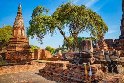 位于泰国大城府历史公园的佛寺，是联合国教科文组织世界遗产