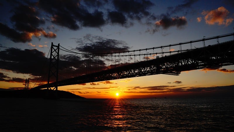 明石kaikyo Bridge在日本舌谷美子