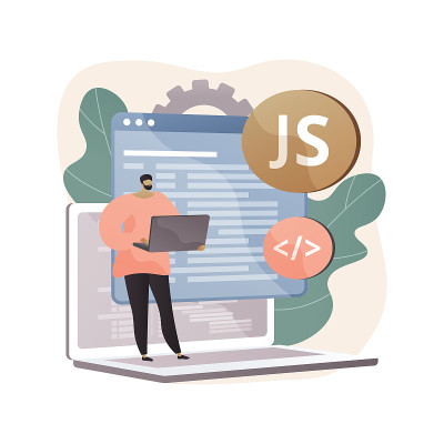 JavaScript抽象概念矢量插图。