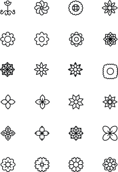 花和花线向量图标2