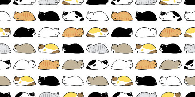 猫无缝图案小猫印花布向量睡眠宠物围巾孤立重复背景卡通动物瓷砖壁纸插图涂鸦设计