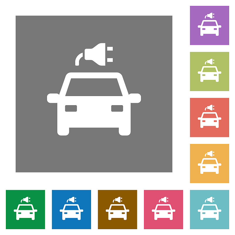 电动汽车连接器方形平面图标